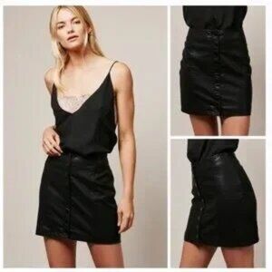 Free People Oh Snap Vegan Mini (Faux Leather), Black, Size 6